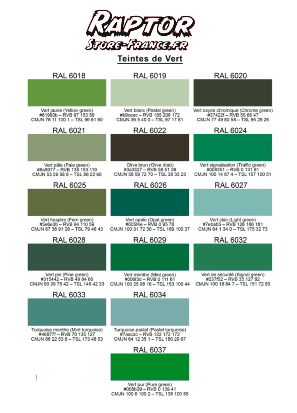 nuancier-RAPTOR-9png - PredaColor